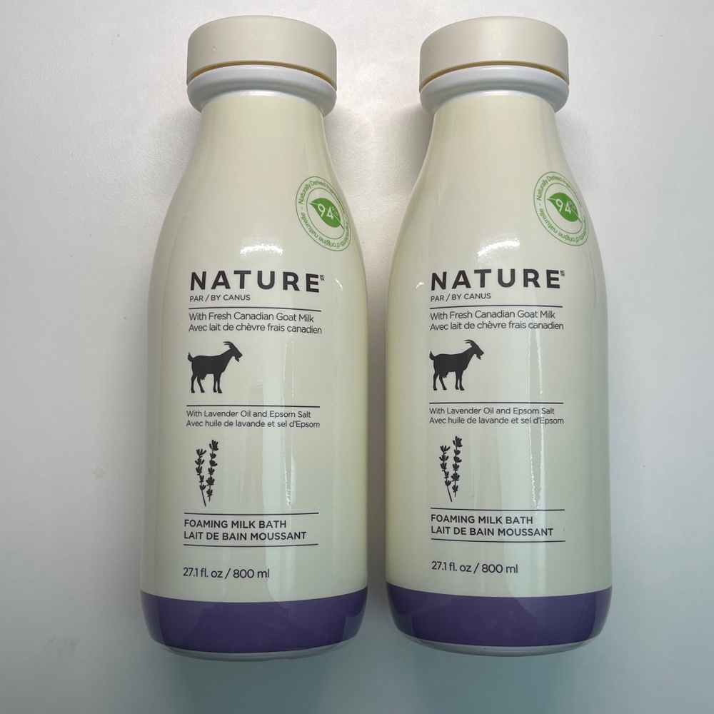 Lot of 2 Nature by Canus Foaming Milk Bath Canadian Goat Milk Original 800ml